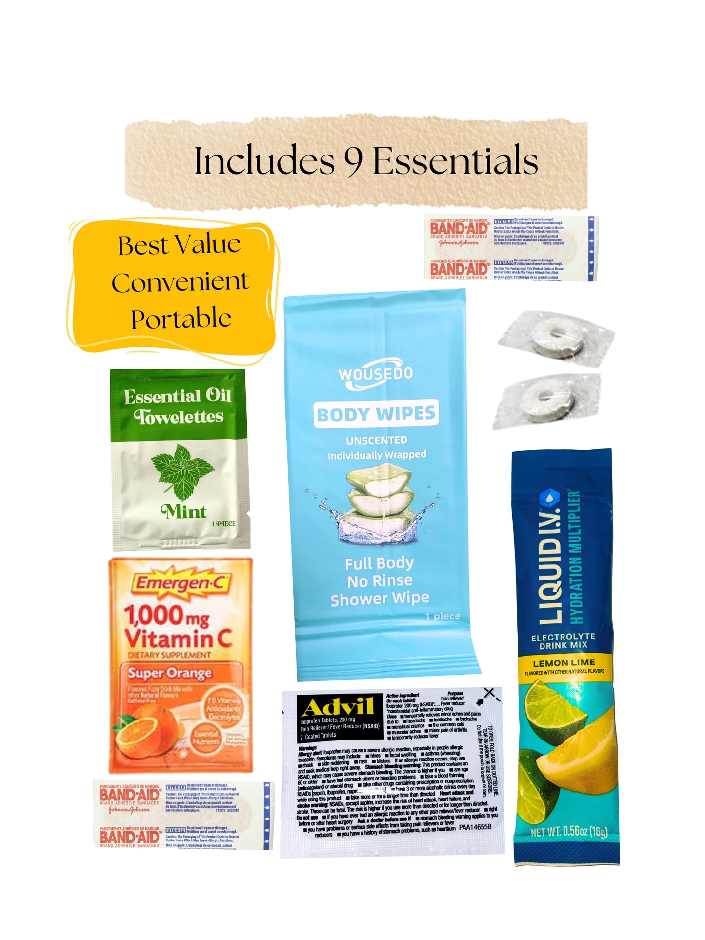 Hangover Kit (1 Pack) Pre Filled Party Favors, Goodie Bags, Gift for Bachelorette, Wedding, 21st Birthday, Girls Trip and All Celebrations